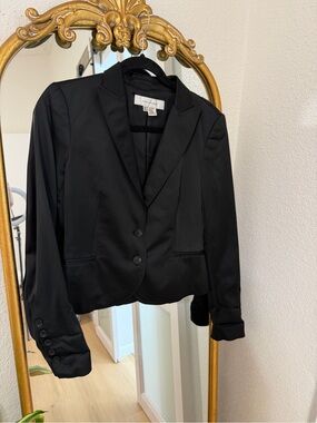 Zara Black Satin-Look Tailored Blazer